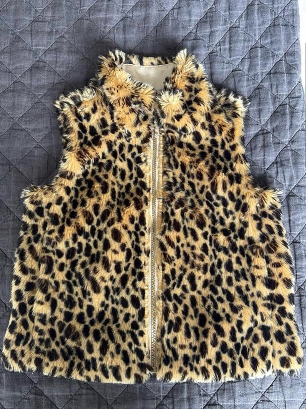 J. Crew Crewcuts leopard zip up vest Size XS